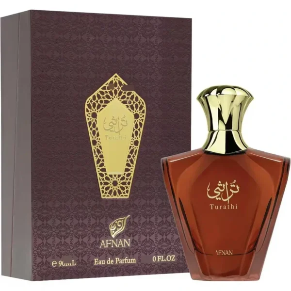 Afnan Turathi Brown Eau de Parfum Spray for Men, 3 Ounce